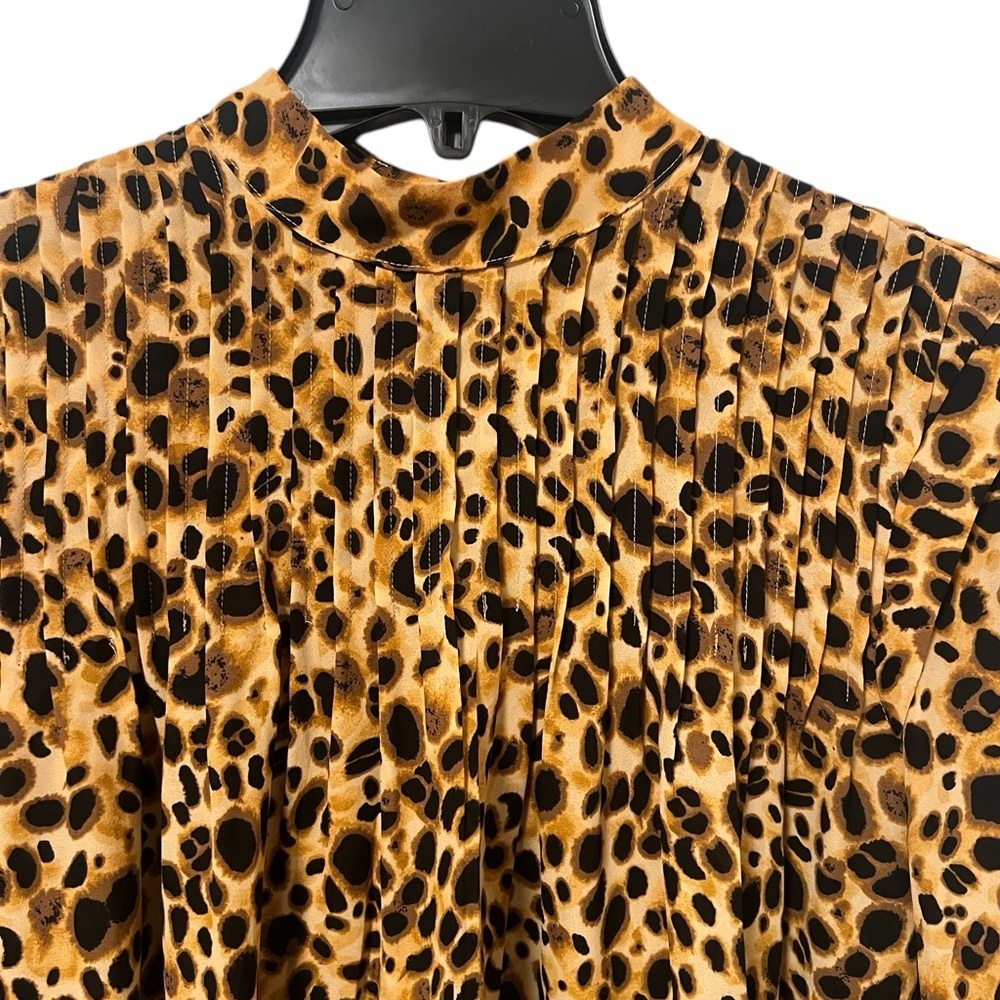 Aritzia Babaton XS Women’s leopard cheetah print long sleeve mock neck pleated - Picture 5 of 7